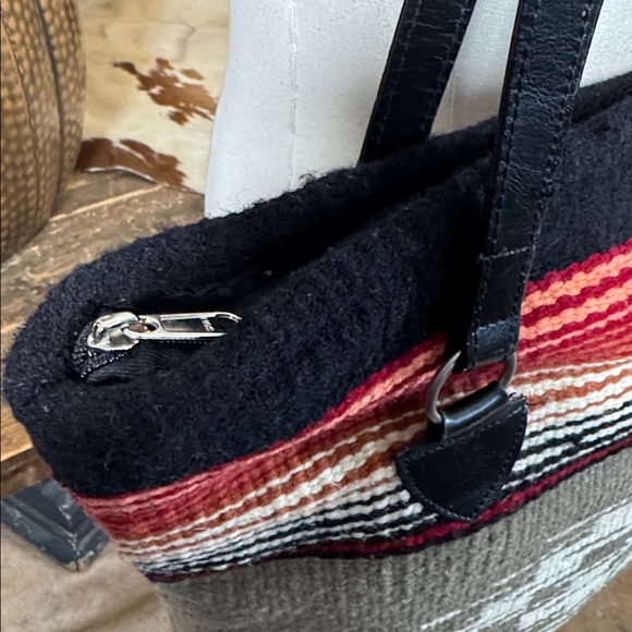 Vintage El Paso Saddle Blanket Co Tote Bag in Tan, Black & Red - Picture 3 of 6